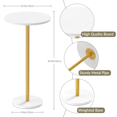 White Small Round Side Table Set of 2 Pedestal Drink End Table for Small Space Round Cocktail Coffee Table for Living Room Nightstand Bedside Table for Sofa, Bedroom and Balconty - color: White 2 Pack