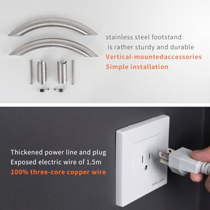 Freestanding Towel Warmer 6 Bars Plug-in Option 3 Working Modes Brushed Stainless Steel 24” W 34” H | 6 Bars, Stainless Steel,Plug-in Option, 3 Working Modes, 24" W 34" H, Freestanding & movable - color: Brushed