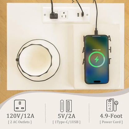 Fultyle White Nightstand with Charging Station, Mid Century Modern Bedside Table with Drawers and Outlet, Side Tables Living Room, Wooden Night Stand for Bedroom, Office (White) - color: White With Charging Station