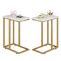 VECELO Universal C-Shaped Side Table, Multi-Functional Snack & TV Tray for Living Room, Bedroom, Gold (2 Set) - color: Gold, size: 2 Set