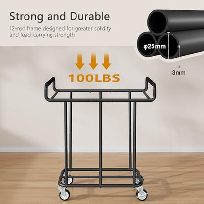 Gewudraw Medium Laundry Hamper with Wheels, 250L, Black | Rolling Laundry Basket, Heavy Duty Rolling Laundry Cart with Handle, Steel Frame, Waterproof Liner, 66 Gallons - color: Black, size: 1-Section-250L