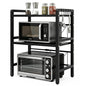 Microwave Oven Rack, Heavy Duty 3-Tier Adjustable Shelf Microwave Stand, Expandable Kitchen Countertop Shelf Organizer with 6 Hooks, 100lbs Weight Capacity for kitchen organizers and storage, Black - size: Adjustable 3 Tier