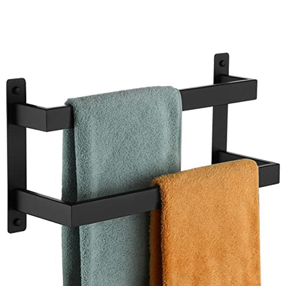 KOKOSIRI Towel Bars Black Bath Towel Holders 16 Inches Bathroom 2-Tiers Ladder Towel Rails Wall Mounted Towels Shelves Rack Stainless Steel, B5008BK-L16 - color: Matte Black, size: 16-Inch