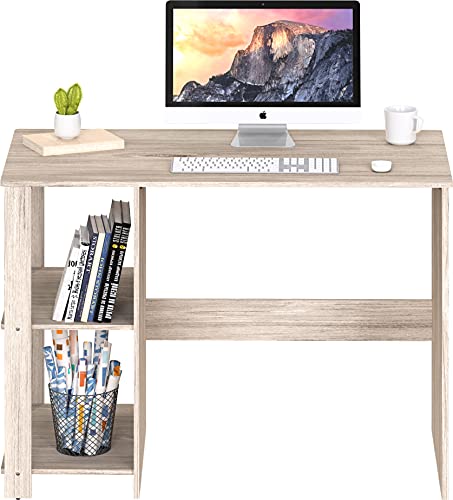 SHW 38-Inch Home Office Computer Desk with Shelves, Maple - color: Maple