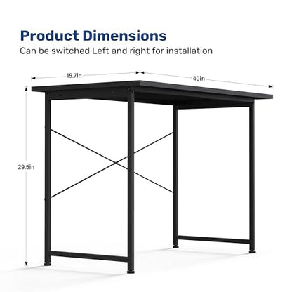 Small Space Writing Desk with Headphone Hooks, Modern Simple Design, Suitable for Study, Home Office and Living Room - color: Basic Black, size: 40 Inch