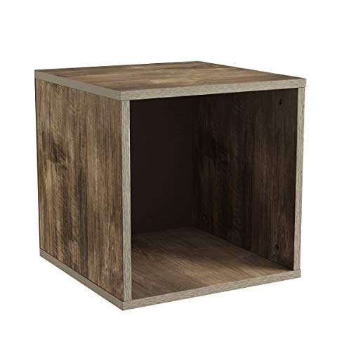 Lavish Home Cube Storage Organizer – Modular Stackable Bookshelf, Customizable Cube Shelf Bookcase, Nightstand or End Table for Living Room, Bedroom, Dorm (Gray Woodgrain)