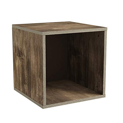 Lavish Home Cube Storage Organizer – Modular Stackable Bookshelf, Customizable Cube Shelf Bookcase, Nightstand or End Table for Living Room, Bedroom, Dorm (Gray Woodgrain)