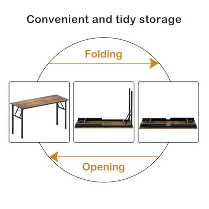 Need Home Office Desk Large Computer Desk 60 inch Sturdy Table Foldable Desk Gaming Computer Table No Assembly Required, Rustic Brown&Black Frame AC5FB(152.4 * 60) - color: Rustic Brown & Black Frame, size: 60 inch