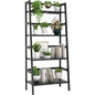 Homykic Bamboo Bookshelf 4-Tier Ladder Shelf, 49.2” Freestanding Open Bookcase Book Shelf Bathroom Storage Shelf Unit Plant Stand for Small Space, Living Room, Bedroom, Home Office, Black - color: Black
