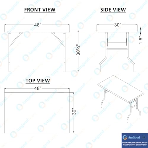 AmGood 30 in. x 48 in. Stainless Steel Open Base Folding Utility Work Table - size: 30" Deep x 48" Long, style: No Undershelf