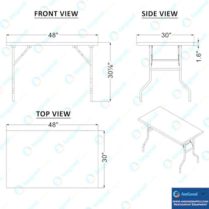 AmGood 30 in. x 48 in. Stainless Steel Open Base Folding Utility Work Table - size: 30" Deep x 48" Long, style: No Undershelf