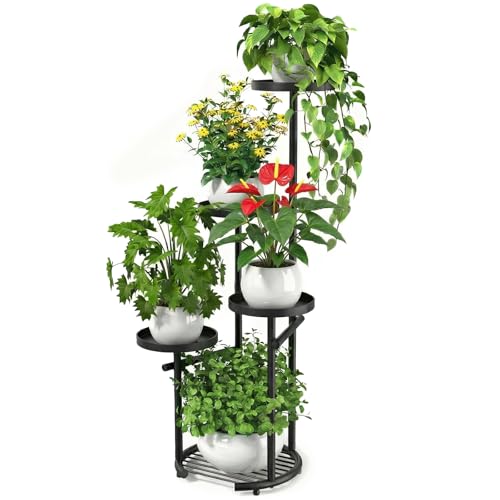 TOSKING 5-Tier Plant Stand Indoor, Heavy-Duty Corner Shelf, Black, 38-Inch | Space-Saving Round Plant Table for Multiple Plants, Indoor and Outdoor Use in Living Room, Balcony, or Garden - color: Black, size: 5tier Rd