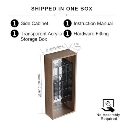 12" Bathroom Wall Mounted Storage Cabinet – Bathroom Mirror Cabinet with Interior Mirror & Removable Acrylic Organizer, Plywood Wall Cabinet for Cosmetics, Toiletries - size: 12"-F