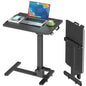 Foldable Mobile Standing Desk, 27 Inch Small Rolling Laptop Cart Height Adjustment, 90° Tiltable Sofaside Table, No Assembly Needed Portable Computer Workstation, Black - color: Black