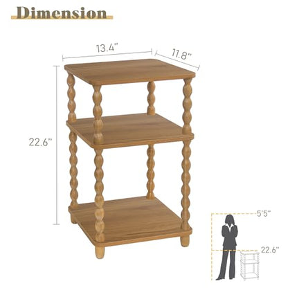 Fultyle End Table, Small Side Table with 3 Tier Open Shelf, Modern Night Stand Accent Table for Small Spaces, Living Room and Office (Caramel Tan) - color: Caramel Tan