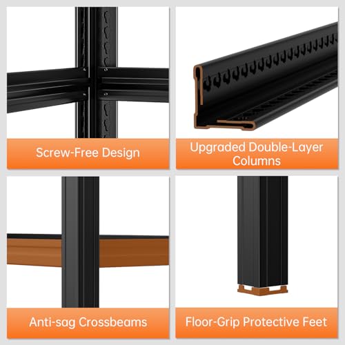 4-Tier 71 "W × 24 "D × 71" H Garage Shelving 8000LBS Storage Shelves Heavy Duty Metal Shelf Unit Adjustable Basement Industrial Storage Racks (71 * 24 * 71) - size: 4T 71" W × 24" D × 71" H