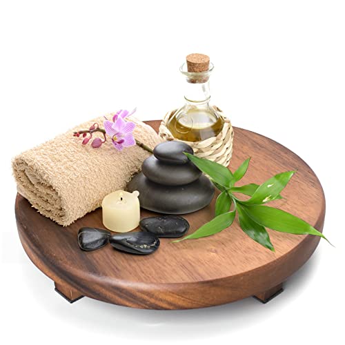 Walnut Wood Pedestal Stand, Decorative Wood Riser For Display, Farmhouse Decor Soap Tray, Displays Your Plant Bottles Candles for Your Home (Round,9 x 1.57Inch) - size: Round & 9*9*1.57 ''