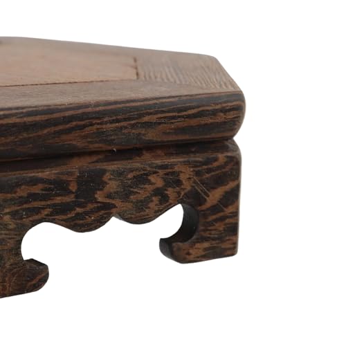 Wooden Display Stand Base 5.31" x 5.31" Wood Carved Craft Pedestal | Traditional Wooden Base, Oriental Antique Display Riser, Hexagon Pedestal Stands for Vase, Teapot, Stone, Flower Pot - size: Hexagon, 5.31" x 5.31"