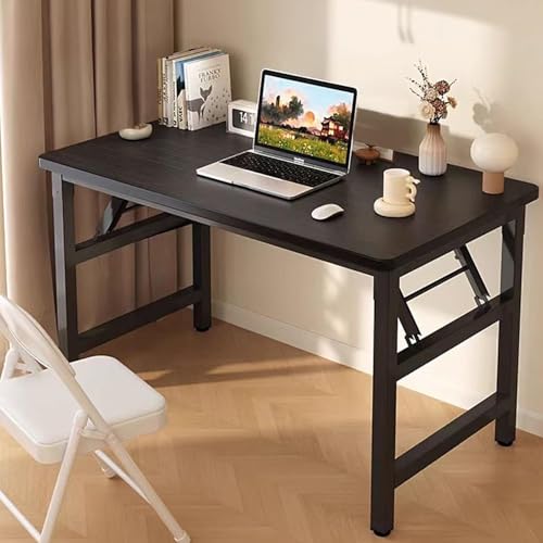 47.2 Inch Folding Table，Square Folding Desks for Small Space,Small Foldable Desk No Assembly - color: Frame：black/Board：black, size: 47.2"x23.6"