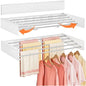Wall Mounted Clothes Drying Rack Folding Indoor, Foldable Laundry Drying Rack Collapsible,Invisible, Space Saving, Retractable Towel Drying Rack, with Wall Template(5 Drying Rods, White 32") - color: White, size: White-32"
