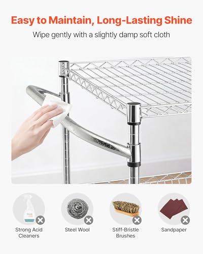 VEVOR Kitchen Utility Cart, 3 Tier Heavy Duty Adjustable Wire Storage Rack, Commercial Steel Rolling Service Trolley on Wheels, Work Table with Handle Bar, for Garage and Laundry Room, 40x25x40.9 in - size: 25"D x 40"W x 40.9"H