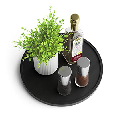 Lazy Susan Organizer Homerays 10 Inch Non-Skid Bamboo Lazy Susan for Kitchen Rotating Spice Rack for Kitchen Cabinet, Wood Turntable for Kitchen Countertop Organizer Black - size: 10" - Black