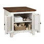 Signature Design by Ashley Wystfield Farmhouse End Table with Storage, Distressed White & Brown Finish - color: Dark Brown & White