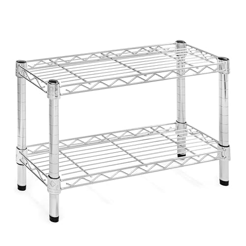 Shelving Inc. 8" d x 24" w Chrome Wire Shelving with 2 Tier Shelves, Weight Capacity 800lbs Per Shelf - size: 8" d x 24" w x 14" h