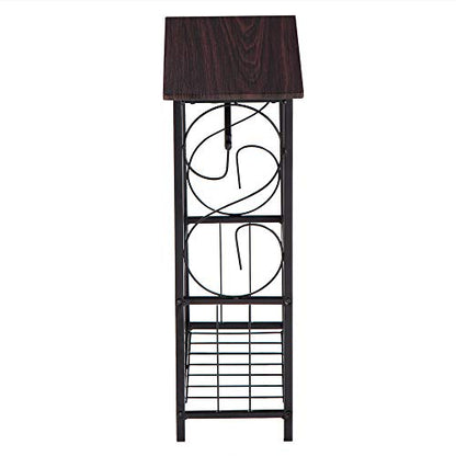 Side Table,Narrow End Table for Small Spaces,Snack Couch Table with Holder,Nightstand for Living Room,Bedroom,Office,Bathroom,Balcony (Dark Brown) - color: Dark Brown