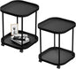 Side Table with Wheels, End Table Living Room Plastic Mobile Sofa Side Table Small Night Stand Bedroom Black (2 Pack) - color: Black, size: 2 Pack