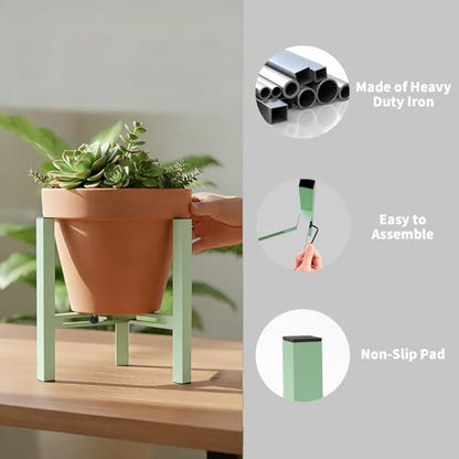 Adjustable Plant Stand Indoor, Metal Stable Plant Holder, Modern Plant Stands Fits 5-6-7-7.5" Pots for Home & Office (Without Pots) - color: Light Green