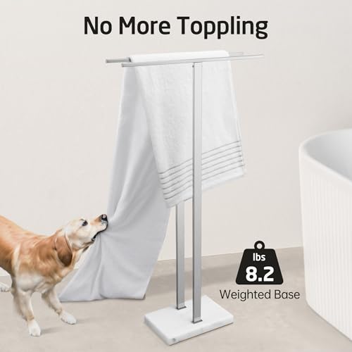 KES 37" H Standing Towel Rack, Heavy Marble Base, Brushed Finish | Taller Version, Equal Height, Fits Large Bath Towels, Free Standing Towel Holder, SUS304 Stainless Steel - color: Brushed Finish, size: 37" H (Equal-height)