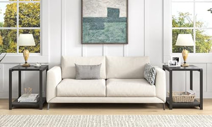 FOLUBAN Modern Side Table, Square End Table with Storage Shelf for Living Room, Rustic Industrial Wood Nightstand for Bedroom, Dark Gray - color: Dark Gray
