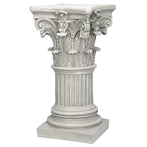 Design Toscano Corinthian Pedestal Column Plant Stand, Medium 29 Inch Tall, Cast Stone Resin, Antique Stone Finish - size: Medium, style: Corinthian