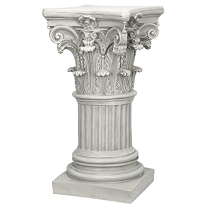 Design Toscano Corinthian Pedestal Column Plant Stand, Medium 29 Inch Tall, Cast Stone Resin, Antique Stone Finish - size: Medium, style: Corinthian
