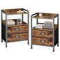 Night Stand Set 2, Nightstand with 2 Fabric Drawer, End Table with Open Shelf, Bedside Table Side Table with Wooden Top for Bedroom, Rustic Brown - color: Brown(2drawer), size: Set of 2