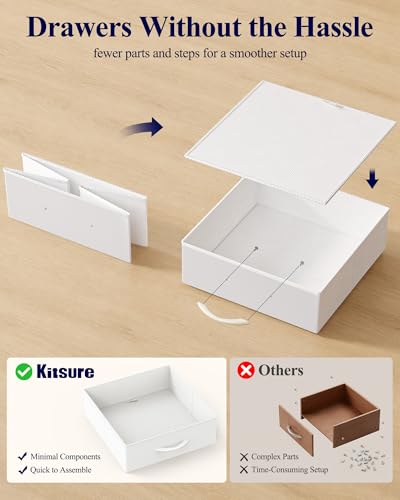 Kitsure Small Makeup Vanity with Lights, Open Shelves, Fabric Drawers | Bedroom, Gifting, 3 Lighting Modes, Stable Frame, 31.5" x 15.8" x 51.2"