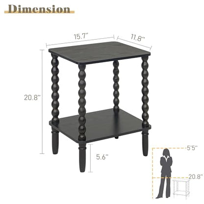 Fultyle End Tables Set of 2, Small Side Table with Storage Shelf, Nightstands for Bedroom Set of 2 for Living Room, Office and Small Spaces (Black) - color: Black Set of 2