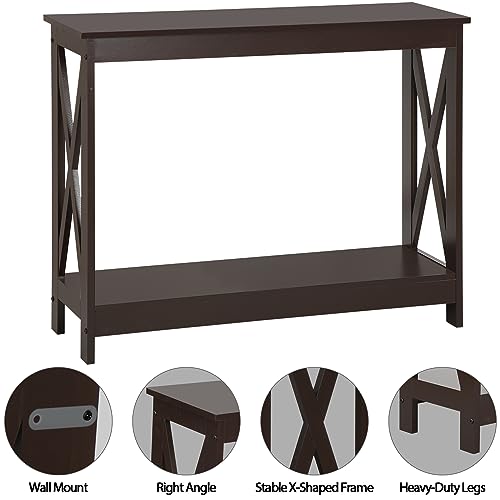 Nouva 2-Tier Narrow Console Sofa Side Table Wall Table for Hallway Foyer Table Sofa Tables Long Accent Table for Living Room,Espresso - color: Espresso