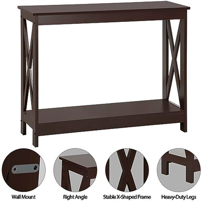 Nouva 2-Tier Narrow Console Sofa Side Table Wall Table for Hallway Foyer Table Sofa Tables Long Accent Table for Living Room,Espresso - color: Espresso