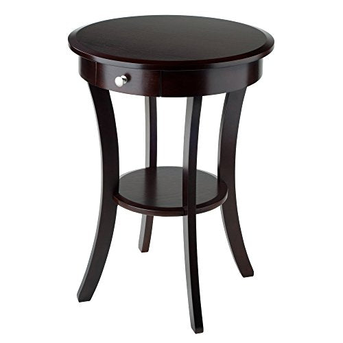 Winsome Wood Sasha Accent Table, Cappuccino(color may slightly vary), 20 in x 20 in x 27 in | Small Round Bedside Nightstand for Bedroom, Side or End Table for Couches in Living Room, Elegant Furniture for Home Decor - color: Cappuccino