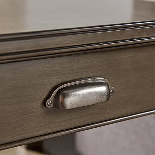Leick Home Laurent End Table, Solid Wood, with Shelf and Drawer, Smoke Gray, 10507-GR - color: Gray / Pewter