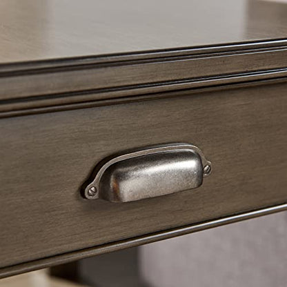 Leick Home Laurent End Table, Solid Wood, with Shelf and Drawer, Smoke Gray, 10507-GR - color: Gray / Pewter