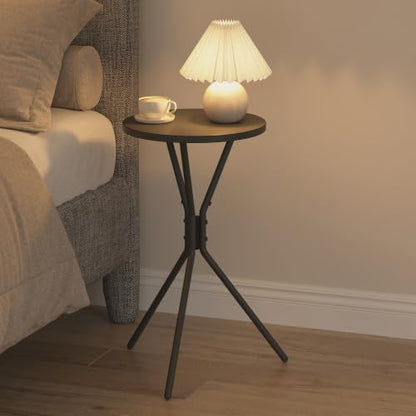 TUTOTAK Small Round End Table, Mini Side Table, Drink Table, Pedestal Table | for Small Spaces, Accent Nightstand, livingroom, Bedroom, Black TB01BK098 - color: Black, size: 1 Pack, style: Triangle