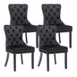 KCC Velvet Dining Chairs Set of 4, Upholstered High-end Tufted Dining Room Chair with Nailhead Back Ring Pull Trim Solid Wood Legs, Nikki Collection Modern Style for Kitchen, Black - color: Black, size: Set of 4