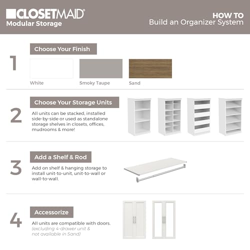 ClosetMaid Modular Storage Shelf Unit with 12 Adjustable Shelves & Dividers, White - color: White
