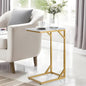 Serteaw C-Shaped End Table, Sturdy Side Table for Couch Sofa Bedside Small Space,C Snack Table TV Tray Record Player Stand Small Tables for Living Room Bedroom,Easy to Assemble,Gold - size: 15.8"