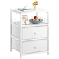 EnHomee 17.8" W Nightstand, End Table with Fabric Drawers and Open Wood Shelf Storage,Safety Netting on 2 Sides of Night Stand, Bedside Table with Metal Frame for Bedroom,Closet, Hallway,Dorm, White - color: White