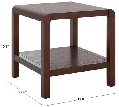 SAFAVIEH Home Collection Omara Walnut Brown 1-Shelf Square Accent Side Table - color: Walnut