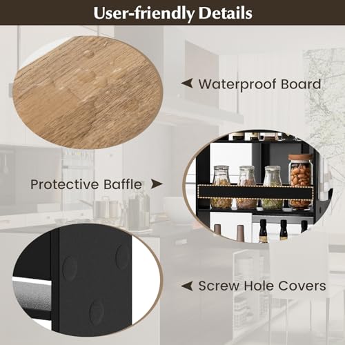 LOKO Slim Storage Cart, 4-Tier Rolling Cart with Handle & Wooden Top for Kitchen Bathroom Laundry Living Room Narrow Small Spaces, 5 Inches Width (Black & Natural) - color: Black & Natural